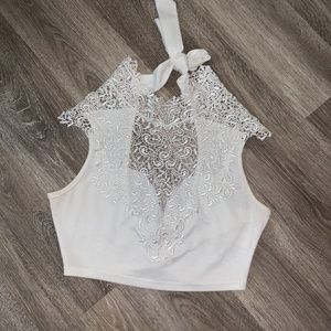 Gorgeous white lace detail crop top